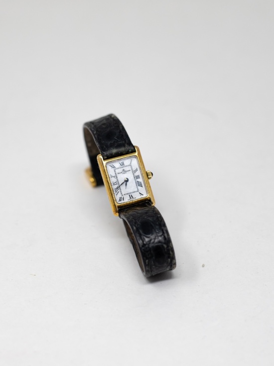 Baume & Mercier Accessories - Baume & Mercier Vintage Croc Genuine Leather 14k Yellow Gold Plated Tank Watch